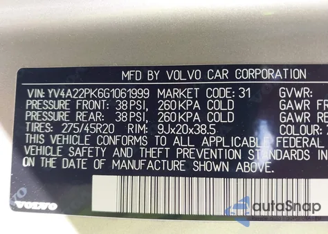 2016 Volvo Xc90 T6 Momentum from USA, damaged, VIN YV4A22PK6G1061999